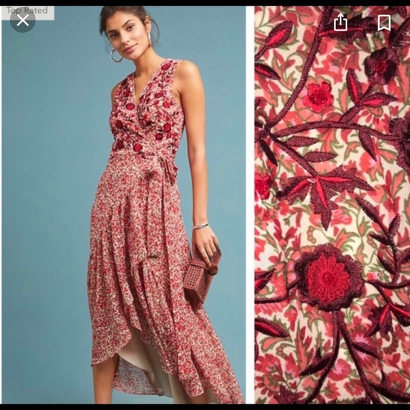 Anthropologie Dresses & Skirts - Rana Gill Red Floral Dress